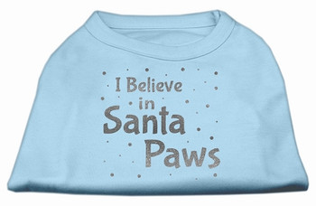 Screenprint Santa Paws Pet Shirt - Baby Blue
