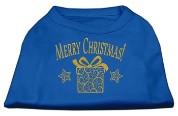 Golden Christmas Present Dog Shirt - Blue