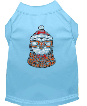 Hipster Penguin Rhinestone Dog Shirt - Baby Blue