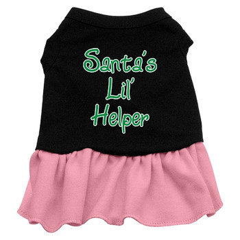 Santa's Lil Helper Screen Print Dress - Black With Pink