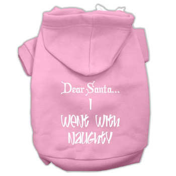 Dear Santa I Went With Naughty Screen Print Pet Hoodies - Light Pink