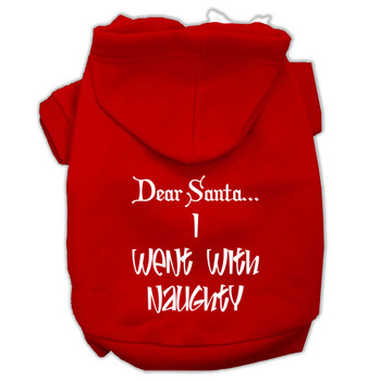 Dear Santa I Went With Naughty Screen Print Pet Hoodies - Red