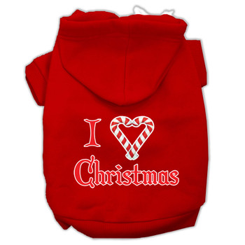 I Heart Christmas Screen Print Pet Hoodies - Red