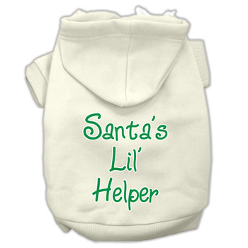 Santa's Lil' Helper Screen Print Pet Hoodies - Cream