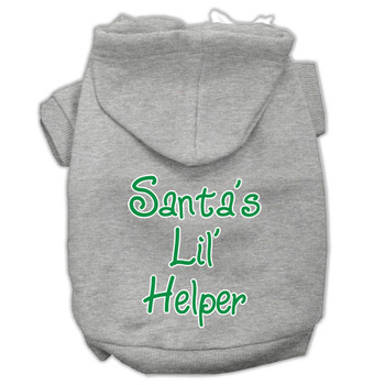 Santa's Lil' Helper Screen Print Pet Hoodies - Grey