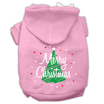 Scribbled Merry Christmas Screenprint Pet Hoodies - Light Pink