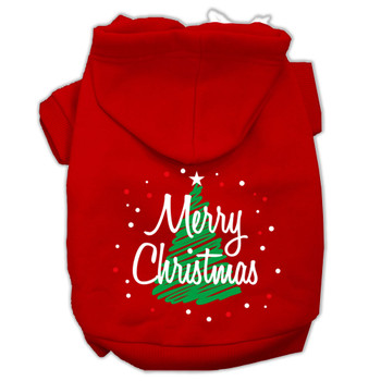 Scribbled Merry Christmas Screen print Pet Hoodies - Red