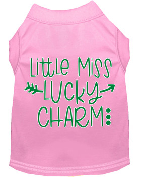 Little Miss Lucky Charm Screen Print Dog Shirt - Light Pink