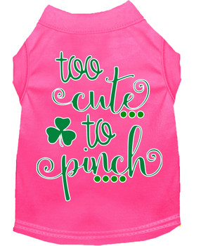Too Cute To Pinch Screen Print Dog Shirt - Bright Pink