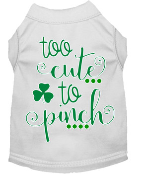 Too Cute To Pinch Screen Print Dog Shirt - White