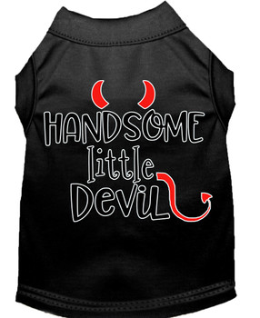 Handsome Little Devil Screen Print Dog Shirt - Black