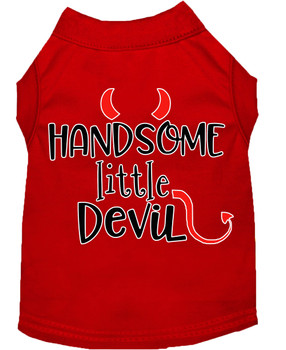 Handsome Little Devil Screen Print Dog Shirt - Red