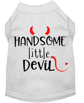 Handsome Little Devil Screen Print Dog Shirt - White
