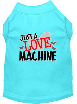Love Machine Screen Print Dog Shirt - Aqua