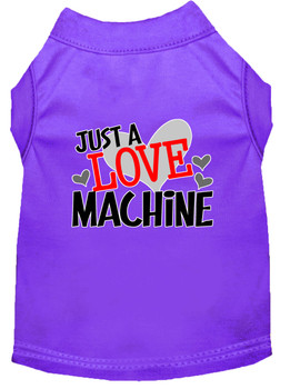 Love Machine Screen Print Dog Shirt - Purple