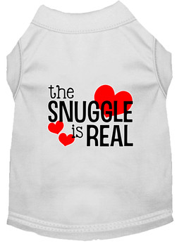 The Snuggle Is Real Screen Print Dog Shirt - White