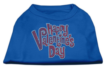 Happy Valentines Day Rhinestone Dog Shirt - Blue