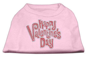 Happy Valentines Day Rhinestone Dog Shirt - Light Pink