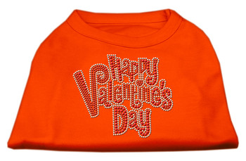 Happy Valentines Day Rhinestone Dog Shirt - Orange