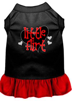 Little Flirt Screen Print Dog Dress - Black With Red