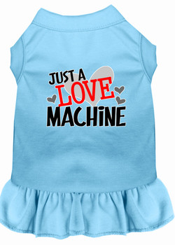 Love Machine Screen Print Dog Dress - Baby Blue