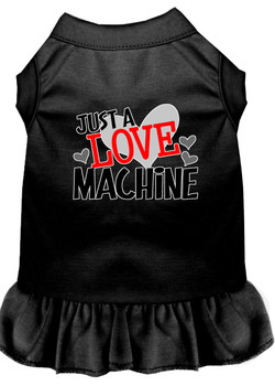 Love Machine Screen Print Dog Dress - Black