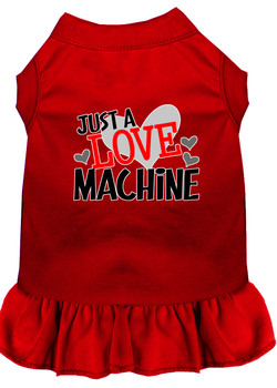 Love Machine Screen Print Dog Dress - Red