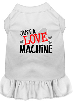 Love Machine Screen Print Dog Dress - White