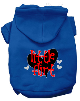 Little Flirt Screen Print Dog Hoodie - Blue