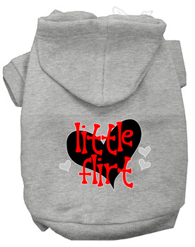 Little Flirt Screen Print Dog Hoodie - Grey