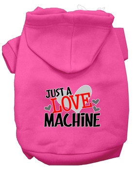 Love Machine Screen Print Dog Hoodie - Bright Pink