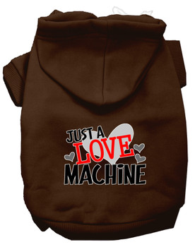 Love Machine Screen Print Dog Hoodie - Brown