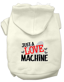 Love Machine Screen Print Dog Hoodie - Cream