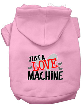 Love Machine Screen Print Dog Hoodie - Light Pink