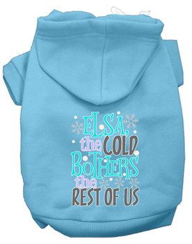 Elsa, The Cold Screen Print Dog Hoodie - Baby Blue