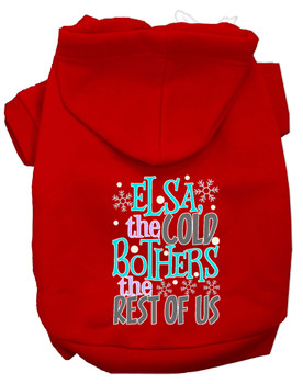 Elsa, The Cold Screen Print Dog Hoodie - Red