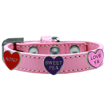 Conversation Hearts Widget Dog Collar - Light Pink