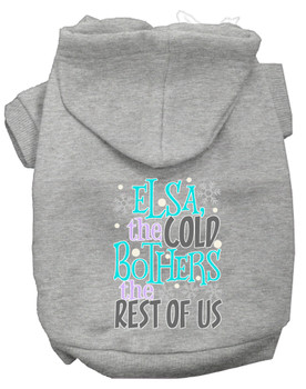 Elsa, The Cold Screen Print Dog Hoodie  -Grey