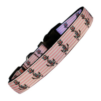 Pink Anchors Nylon Dog & Cat Collar