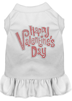 Happy Valentines Day Rhinestone Dress - White