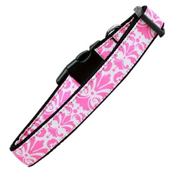 Damask Light Pink Nylon Dog & Cat Collar