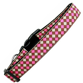 Pink Checkers Nylon Dog & Cat Collar