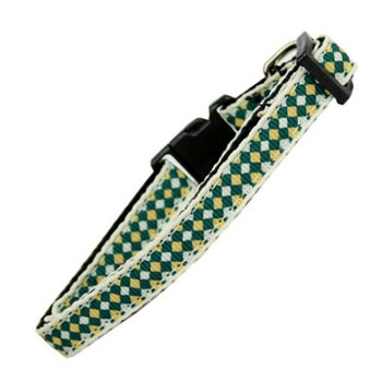 Green Checkers Nylon Dog & Cat Collar