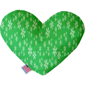 Green And White Snowflakes Heart Dog Toy, 2 Sizes