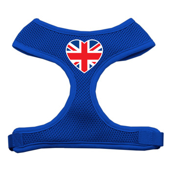 Heart Flag Uk Screen Print Soft Mesh Pet Harness - Blue