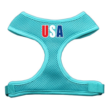 Usa Star Screen Print Soft Mesh Pet Harness - Aqua