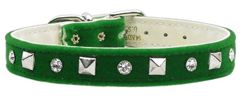 Velvet Crystal And Pyramid Collars - Green