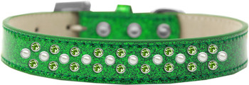 Sprinkles Ice Cream Dog Collar Pearl And Lime Green Crystals - Emerald Green