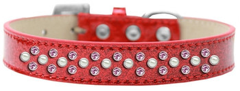 Sprinkles Ice Cream Dog Collar Pearl And Light Pink Crystals - Red