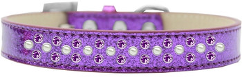 Sprinkles Ice Cream Dog Collar Pearl And Purple Crystals - Purple